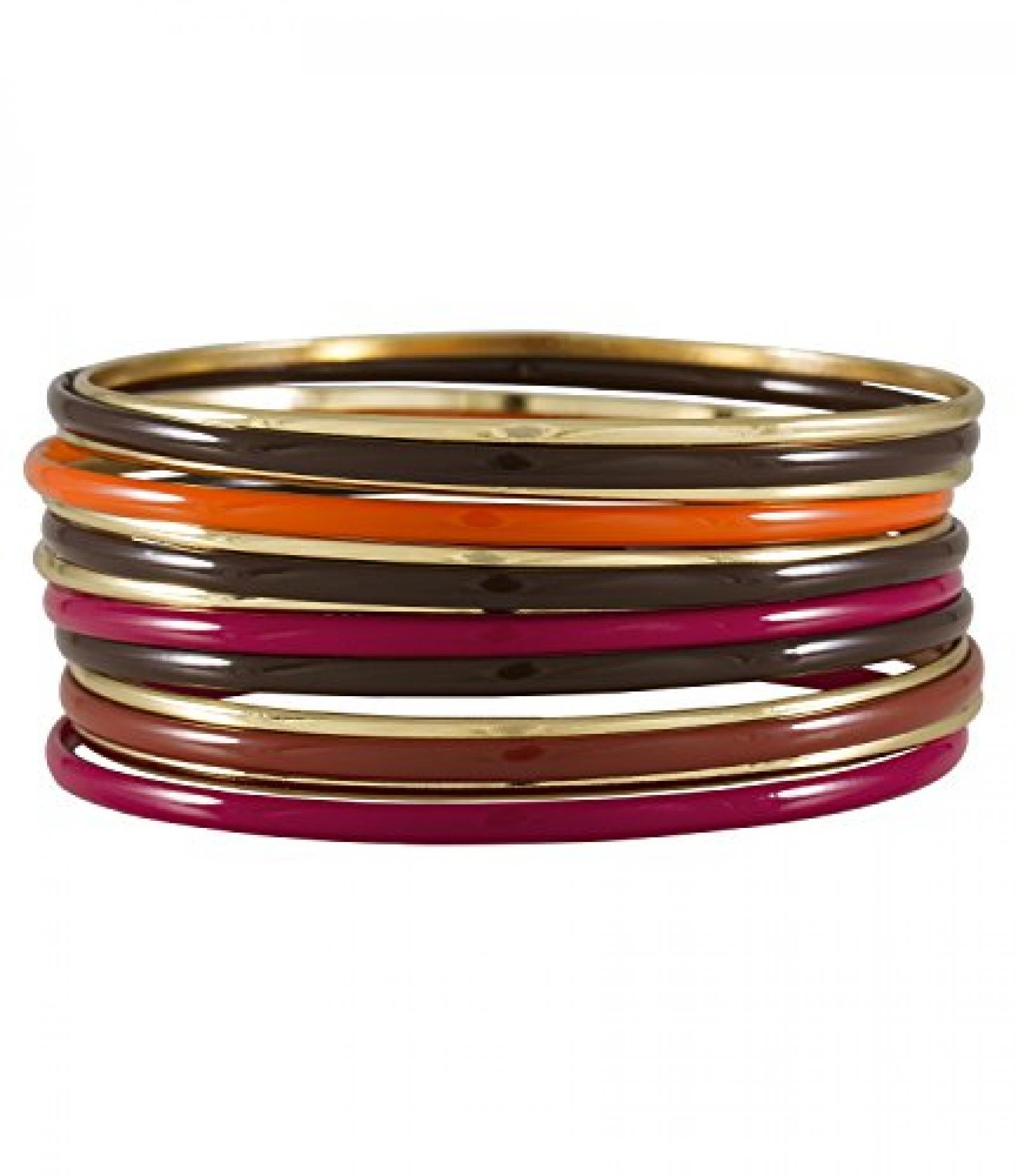 SIX "Rusty Orange" Armreif-Set aus Stahl in Gold Braun Pink Orange (382-569) 